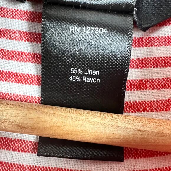 Ali Miles Womens S Coastal Vacation Preppy Nautical Wire Collar Tunic Top Linen - Picture 9 of 13